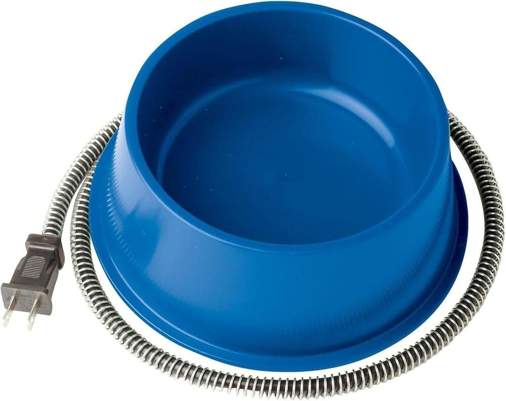1 Quart Plastic Heated Pet Bowl Anti Chew Cord 25 Watts Power Rabbits Dogs Cats